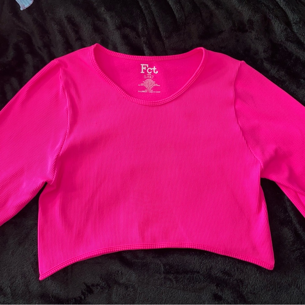 Neon Pink Cropped Long Sleeve